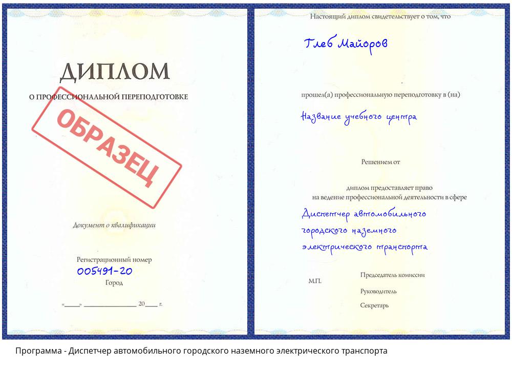 Диспетчер автомобильного городского наземного электрического транспорта Ливны